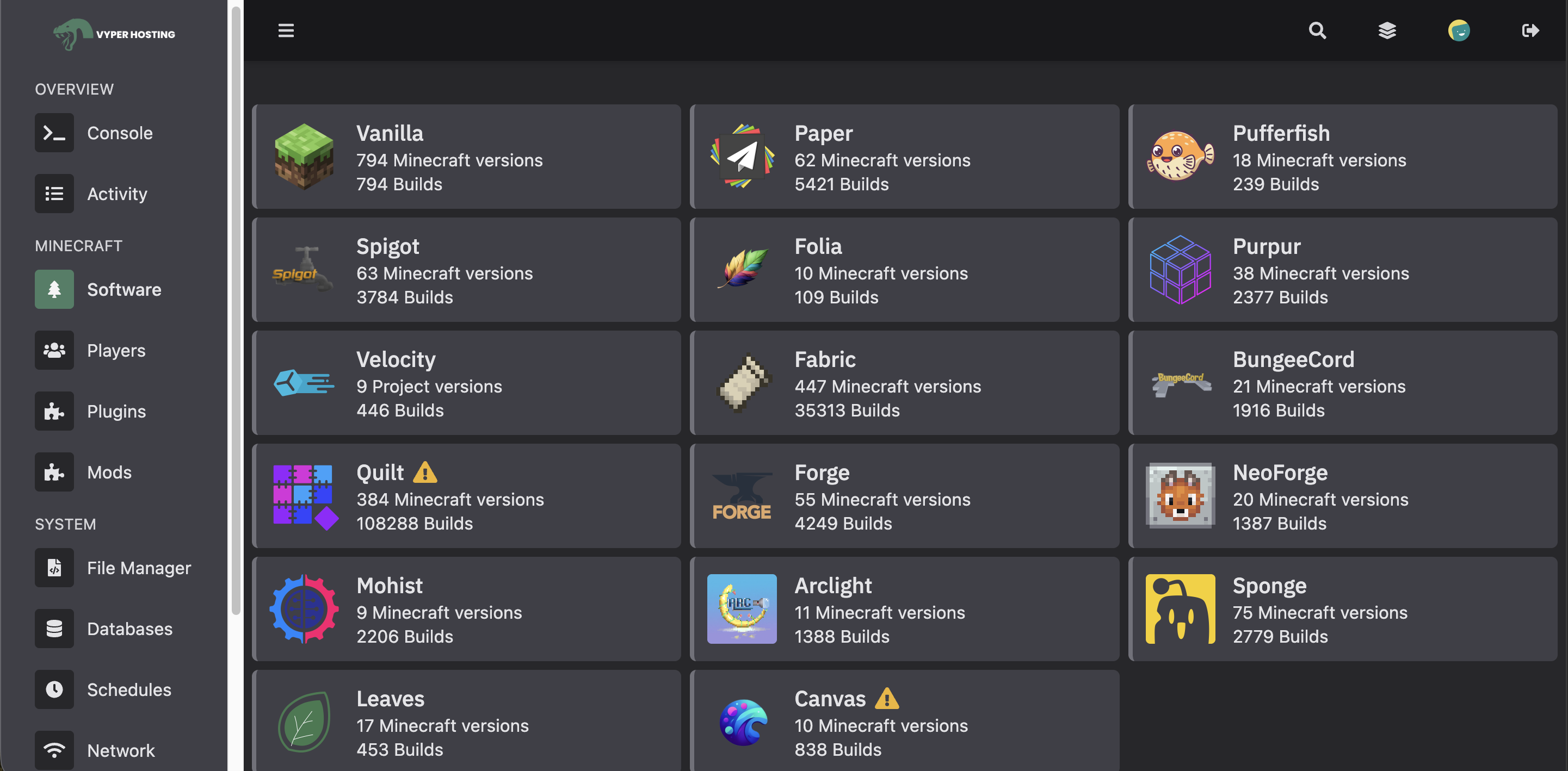 Selecting mod loader