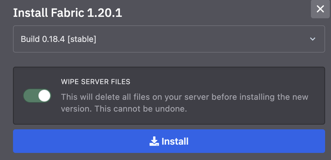 Wipe server files and install
